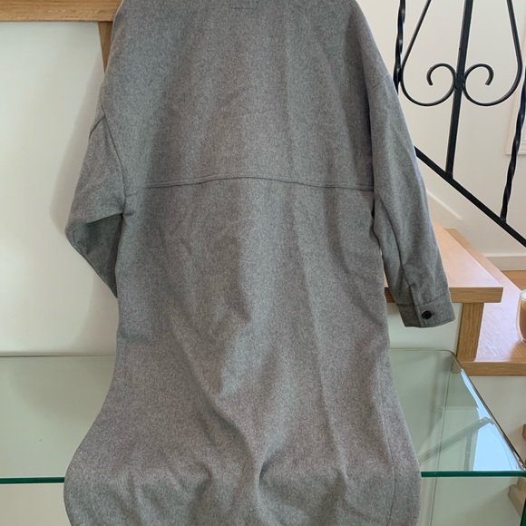 Zara long gray wool shacket shirt jacket - Picture 3 of 5